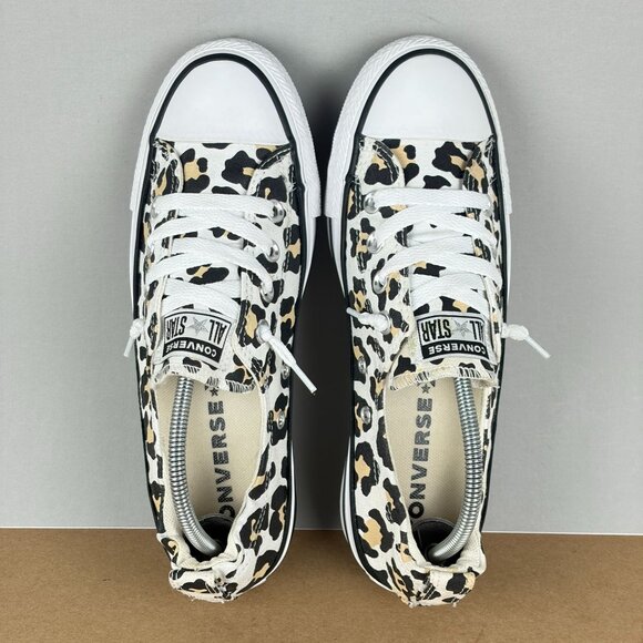 Converse Shoreline Leopard Print Elastic Heel Sneakers Womens 8 White Tan Black - Picture 9 of 10